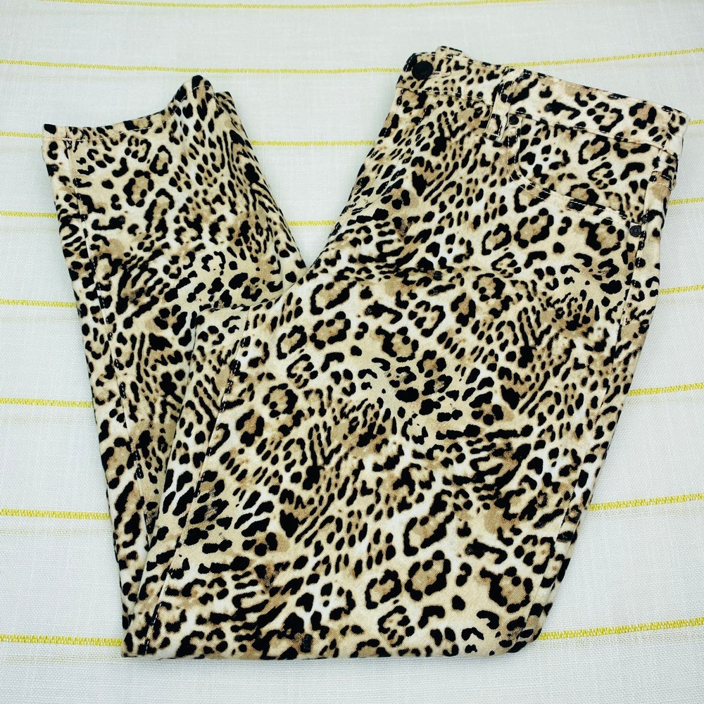 Chicos So Slimming Girlfriend Slim Leg Ankle Pants Women 10 Animal Print Classic